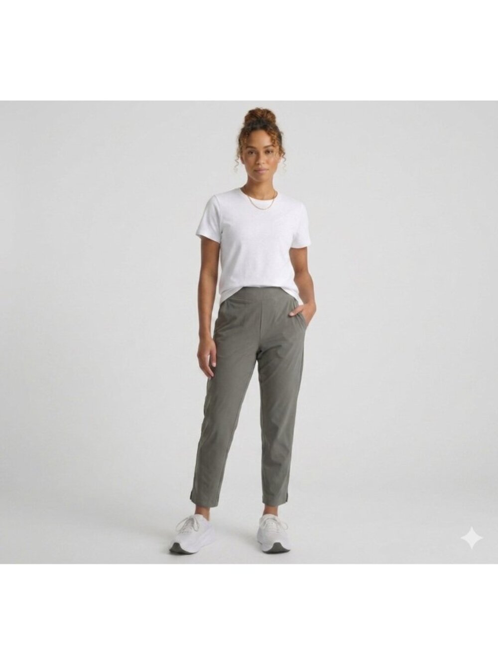 Quince Performance Tech Ankle Pants in Olive Green sz S Women's Active Athletic